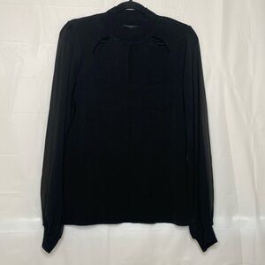 INC International Concepts Mock Neck Long Sleeve Blouse Size XL